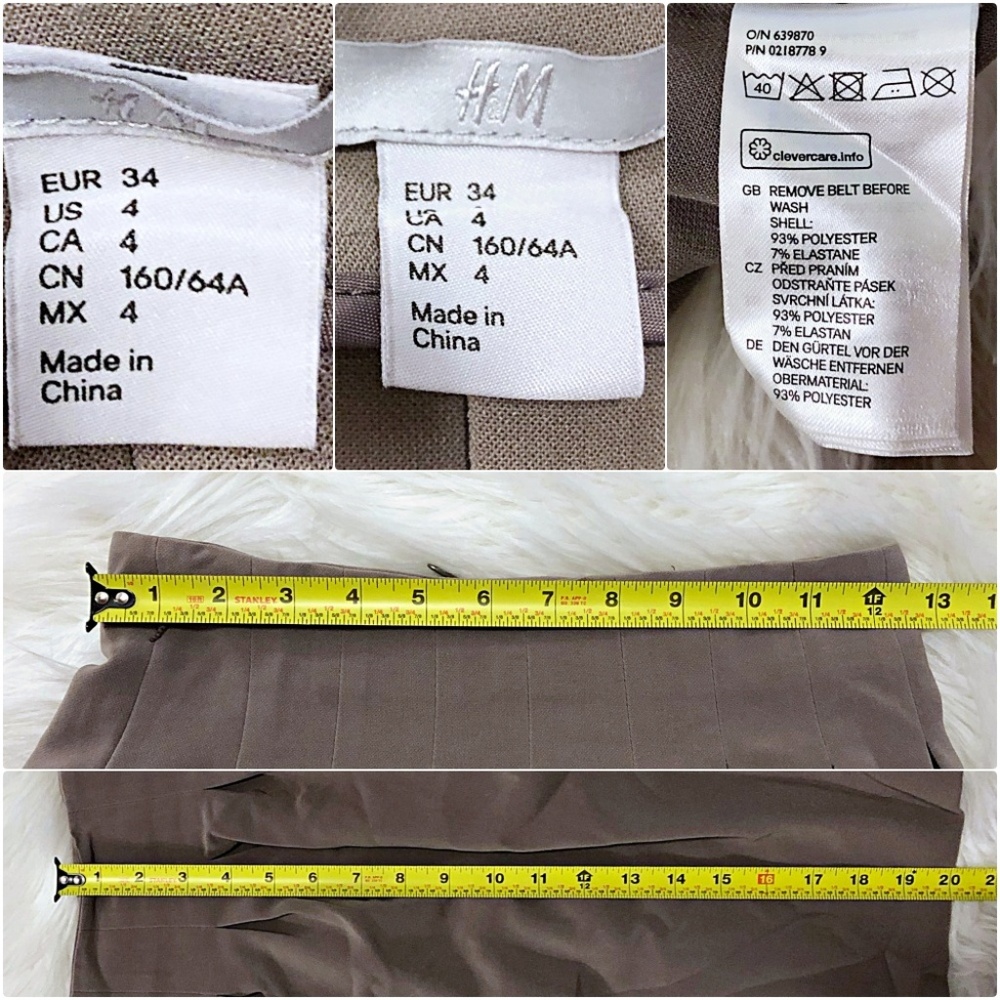 $10 CLEARANCE! H&M Taupe Circle A Line Pleat Midi Skirt - Picture 9 of 9